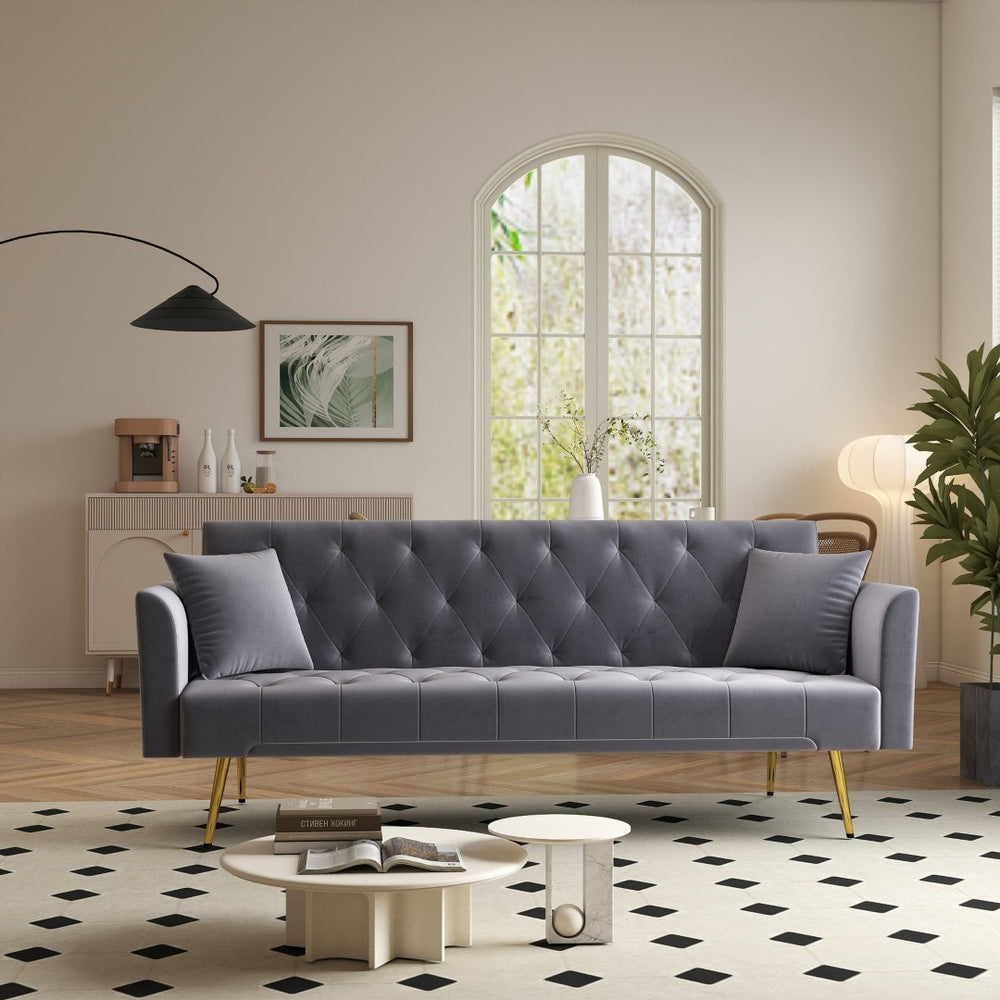 English Elm Modern Tufted Velvet Convertible Sleeper Sofa with Tapered Legs for Compact Spaces W2353P522999
