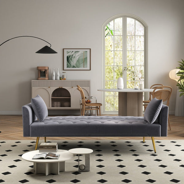 English Elm Modern Tufted Velvet Convertible Sleeper Sofa with Tapered Legs for Compact Spaces W2353P522999