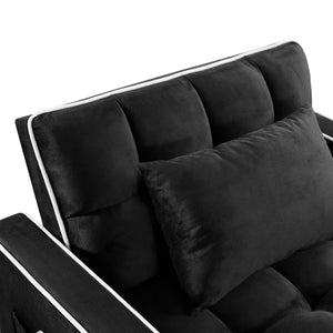 English Elm Convertible Sleeper Chair Sofa Bed with Usb Charging Ports for Studio Apartment Living Black W2353P536740