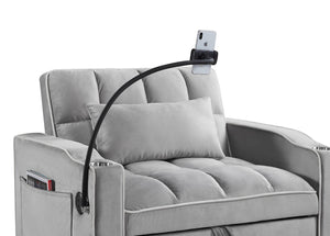 English Elm Convertible Sleeper Chair Sofa Bed with Usb Charging Ports for Studio Apartment Living Grey W2353P536741