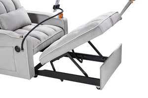 English Elm Convertible Sleeper Chair Sofa Bed with Usb Charging Ports for Studio Apartment Living Grey W2353P536741