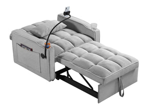 English Elm Convertible Sleeper Chair Sofa Bed with Usb Charging Ports for Studio Apartment Living Grey W2353P536741