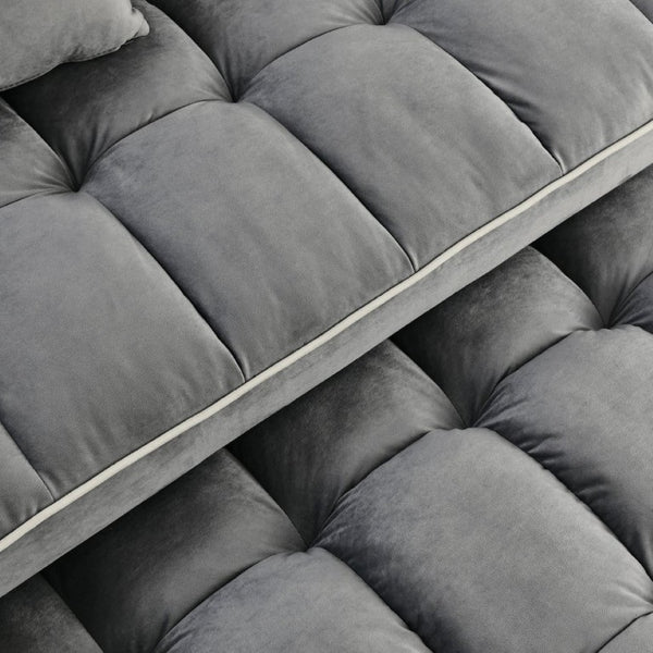 English Elm 64.56 Inch Grey Velvet Futon Sofa Bed with USB Port Swivel Stand and Sinuous Spring Support W2353P556660