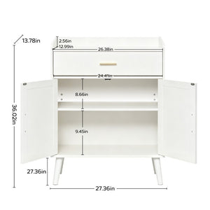 English Elm Kitchen Farmhouse Buffet Cabinet Solid Wood Feet One Drawer Enclosed Storage Sideboard White W2386P535117