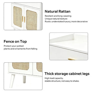 English Elm Kitchen Farmhouse Buffet Cabinet Solid Wood Feet One Drawer Enclosed Storage Sideboard White W2386P535117