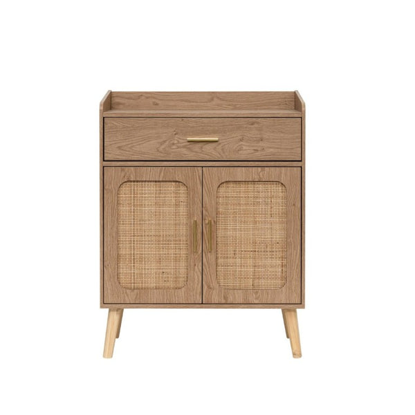 English Elm Kitchen Farmhouse Buffet Cabinet Solid Wood Feet One Drawer Enclosed Storage Sideboard Natural W2386P535122