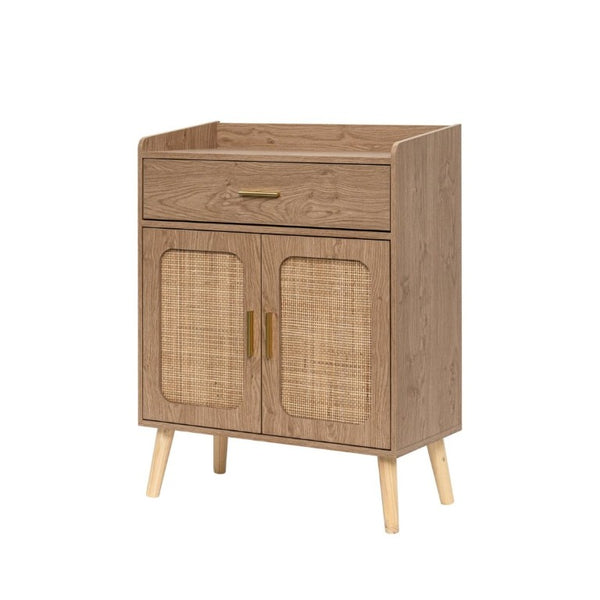 English Elm Kitchen Farmhouse Buffet Cabinet Solid Wood Feet One Drawer Enclosed Storage Sideboard Natural W2386P535122