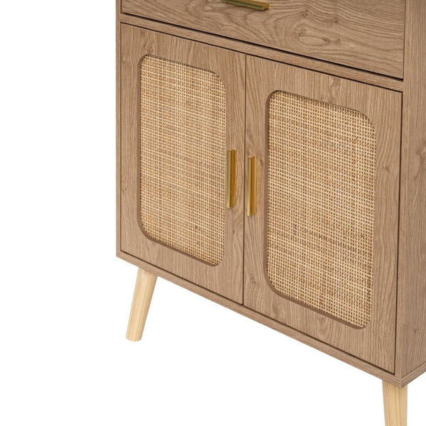 English Elm Kitchen Farmhouse Buffet Cabinet Solid Wood Feet One Drawer Enclosed Storage Sideboard Natural W2386P535122