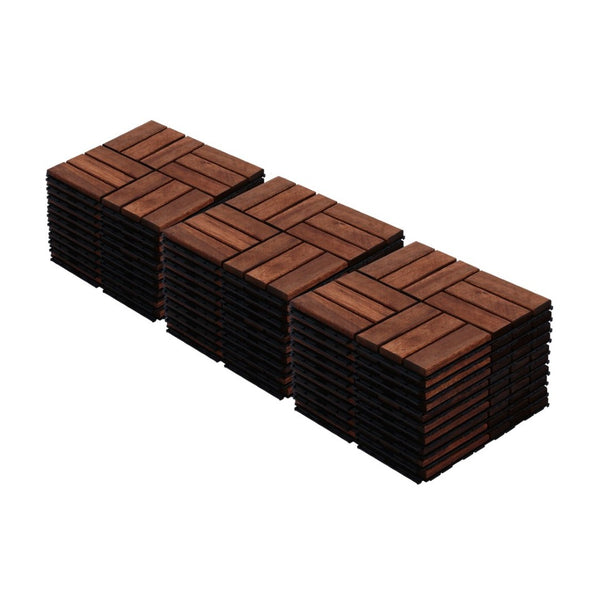 English Elm Acacia Hardwood Interlocking Deck Tiles Checker Pattern Waterproof Outdoor Patio Floor W2391P160126