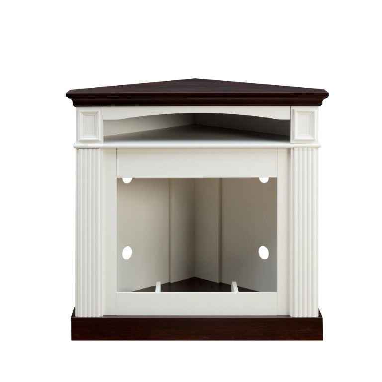 English Elm Corner Mantel Cabinet with 23 Inch Electric Fireplace Insert Farmhouse Wood Carved Design W2393P230132