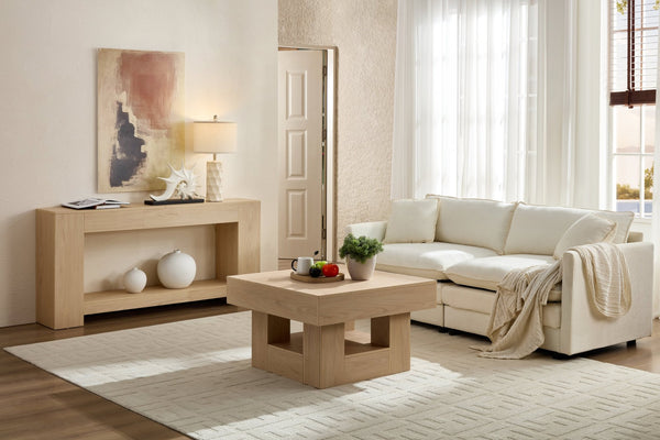 English Elm Rustic Square Coffee Table Scalloped Edge Low Profile Mid-century Living Room Accent Colorful W2393P301828