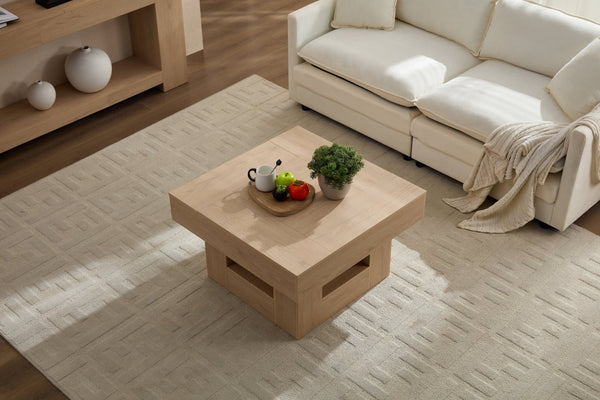 English Elm Rustic Square Coffee Table Scalloped Edge Low Profile Mid-century Living Room Accent Colorful W2393P301828