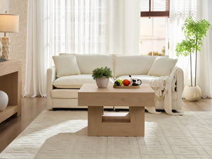English Elm Rustic Square Coffee Table Scalloped Edge Low Profile Mid-century Living Room Accent Colorful W2393P301828