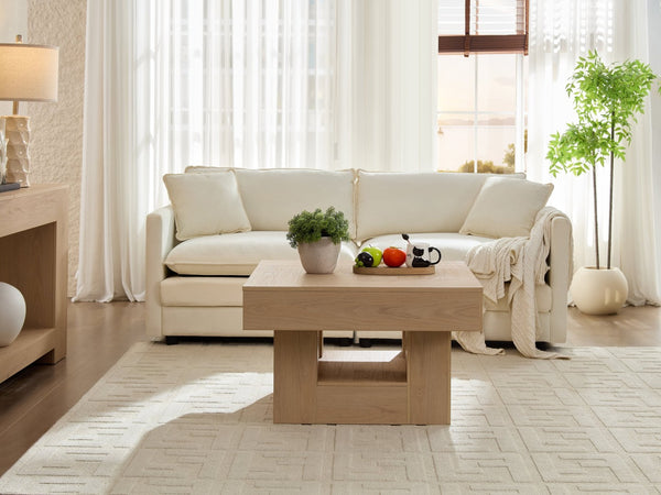 English Elm Rustic Square Coffee Table Scalloped Edge Low Profile Mid-century Living Room Accent Colorful W2393P301828