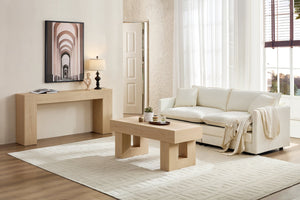 English Elm Rectangular Farmhouse Console Table Double Shelf Wood Grain Finish Entryway Sofa W2393P301830