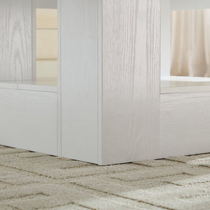 English Elm Rustic Square Coffee Table Scalloped Edge Low Profile Mid-century Living Room Accent White W2393P335845