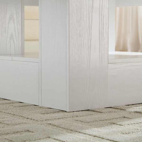 English Elm Rustic Square Coffee Table Scalloped Edge Low Profile Mid-century Living Room Accent White W2393P335845
