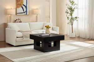 English Elm Rustic Square Coffee Table with Scalloped Edges Low Profile Industrial Living Room W2393P335846