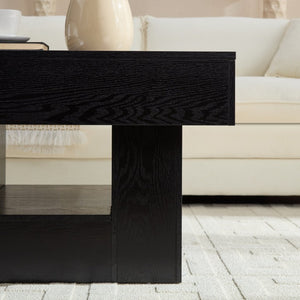 English Elm Rustic Square Coffee Table with Scalloped Edges Low Profile Industrial Living Room W2393P335846