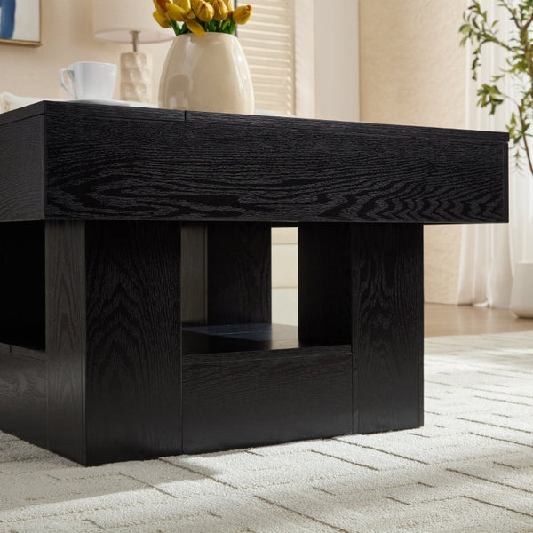 English Elm Rustic Square Coffee Table with Scalloped Edges Low Profile Industrial Living Room W2393P335846