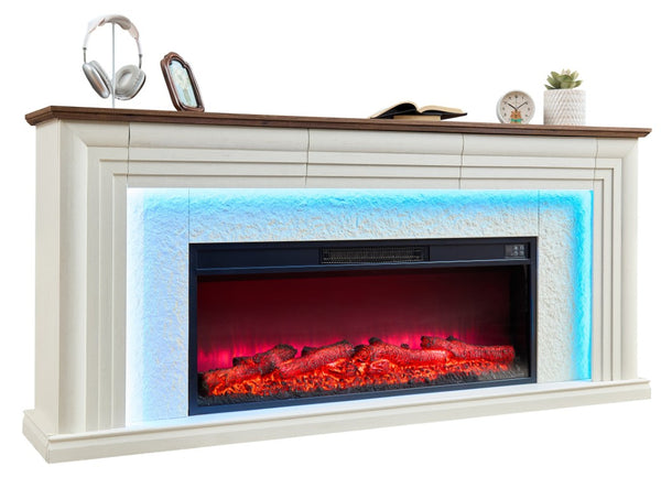 English Elm 42 Inch Recessed Electric Fireplace Insert with Multicolor Flame Heater and Remote W2393P525266