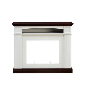 English Elm Electric Fireplace Mantel with Carved Hardwood Surround and LED Flame for Living Rooms W2393S00004