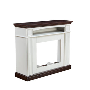 English Elm Electric Fireplace Mantel with Carved Hardwood Surround and LED Flame for Living Rooms W2393S00004
