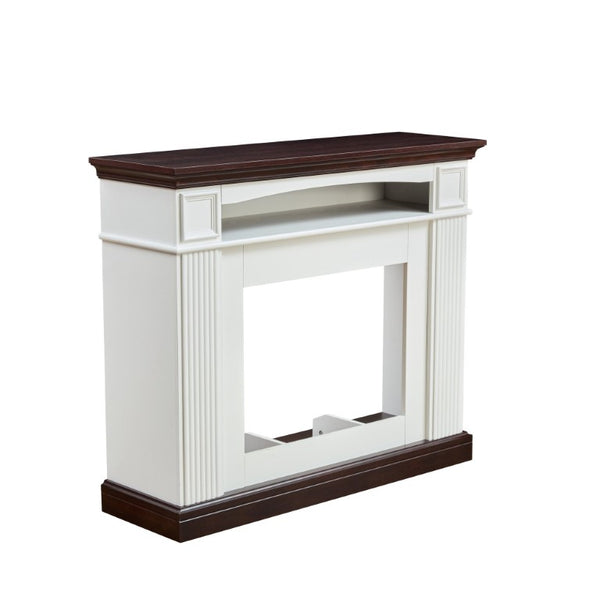 English Elm Electric Fireplace Mantel with Carved Hardwood Surround and LED Flame for Living Rooms W2393S00004