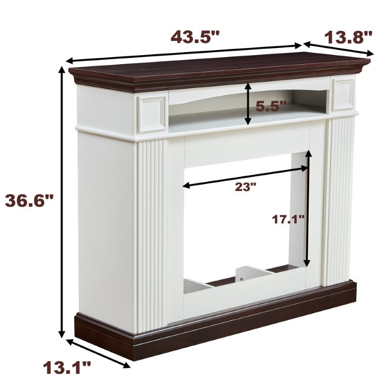 English Elm Electric Fireplace Mantel with Carved Hardwood Surround and LED Flame for Living Rooms W2393S00004