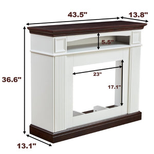English Elm Electric Fireplace Mantel with Carved Hardwood Surround and LED Flame for Living Rooms W2393S00004