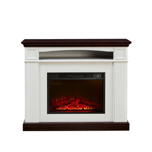 English Elm Electric Fireplace Mantel with Carved Hardwood Surround and LED Flame for Living Rooms W2393S00004