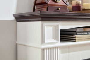 English Elm Electric Fireplace Mantel with Carved Hardwood Surround and LED Flame for Living Rooms W2393S00004