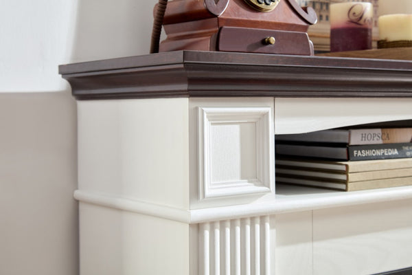 English Elm Electric Fireplace Mantel with Carved Hardwood Surround and LED Flame for Living Rooms W2393S00004