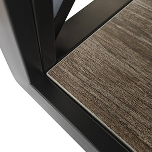 English Elm 1 Piece Industrial Side Table with Tempered Glass Top Three Tier Wood Grain Storage W241P246915