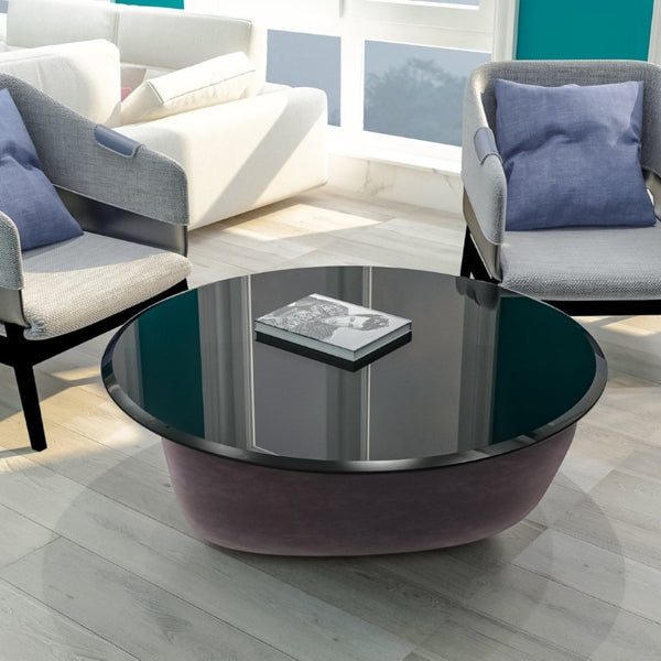 English Elm 38.6 Inch Round Tempered Glass Table Top with Polished Beveled Edge for Indoor Outdoor Use W241P248367