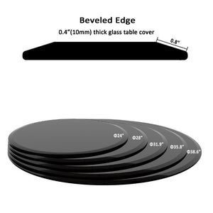 English Elm 38.6 Inch Round Tempered Glass Table Top with Polished Beveled Edge for Indoor Outdoor Use W241P248367