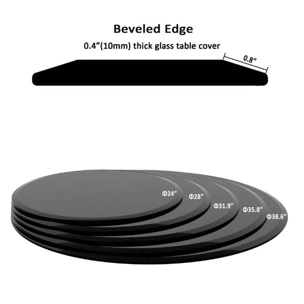 English Elm 38.6 Inch Round Tempered Glass Table Top with Polished Beveled Edge for Indoor Outdoor Use W241P248367