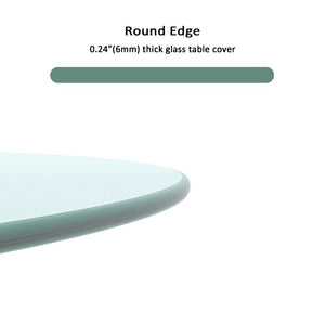 English Elm 30 Inch Round Tempered Glass Table Top with Polished Edge for Dining or Patio W241P248382