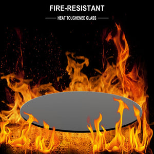 English Elm 36 Inch Black Tempered Glass Round Table Top Polished Edge for Dining or Patio W241P248392