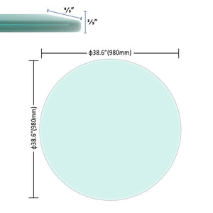 English Elm 38.6 Inch Round Tempered Glass Table Top with Beveled Polished Edge for Dining Patio W241P248439