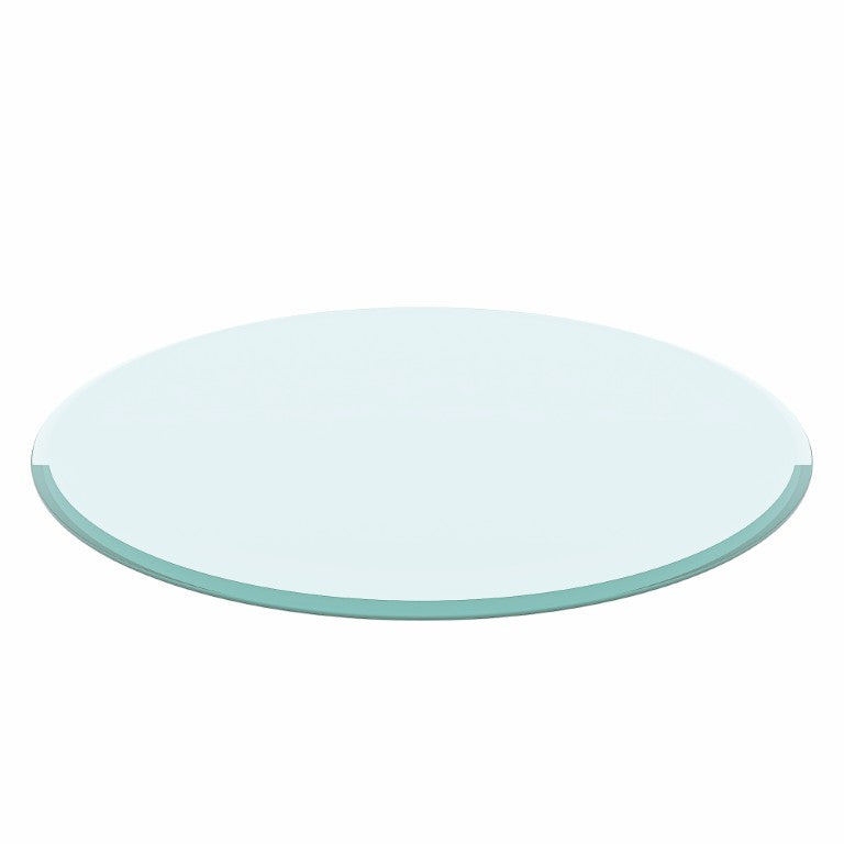 English Elm 32 Inch Round Tempered Glass Table Top with Beveled Polished Edge for Any Room W241P248444