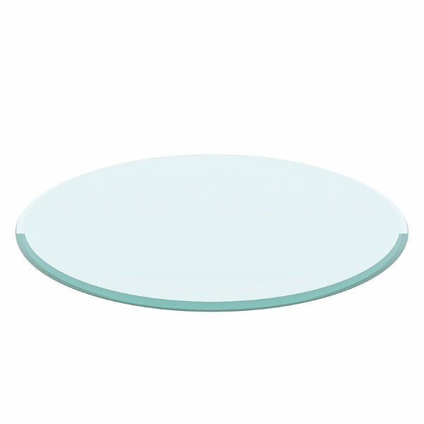 English Elm 32 Inch Round Tempered Glass Table Top with Beveled Polished Edge for Any Room W241P248444