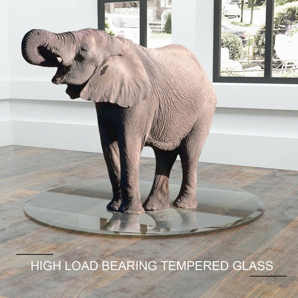 English Elm 32 Inch Round Tempered Glass Table Top with Beveled Polished Edge for Any Room W241P248444
