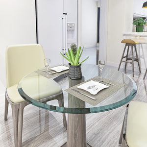 English Elm 32 Inch Round Tempered Glass Table Top with Beveled Polished Edge for Any Room W241P248444