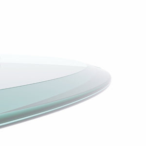 English Elm 32 Inch Round Tempered Glass Table Top with Beveled Polished Edge for Any Room W241P248444