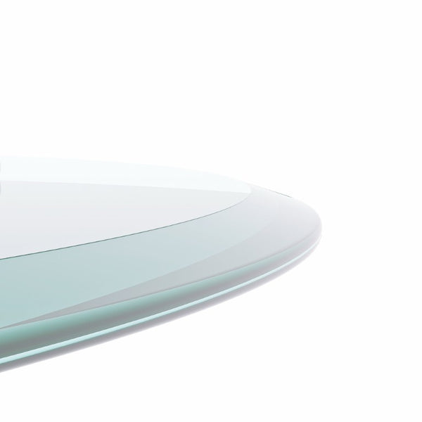 English Elm 32 Inch Round Tempered Glass Table Top with Beveled Polished Edge for Any Room W241P248444