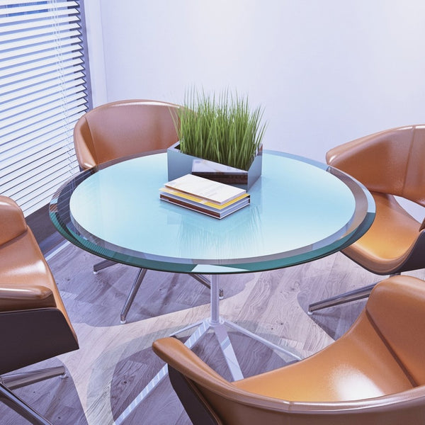English Elm 28" Round Tempered Glass Table Top Half Inch Thick with Beveled Polished Safe Edge W241P248448
