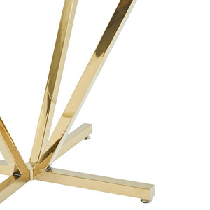 English Elm 45.27Round Glass Dining Table Gold Metal Base Seats Six Open Airy Modern Kitchen W241P391277