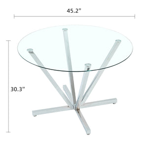 English Elm 45.27Round Glass Dining Table with Chrome Spoke Base Seats 4 to 6 Open Modern Style W241P391282