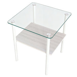 English Elm 2-Piece Modern Tempered Glass End Tables with MDF Shelf and Sleek Metal Frame White W241P486700